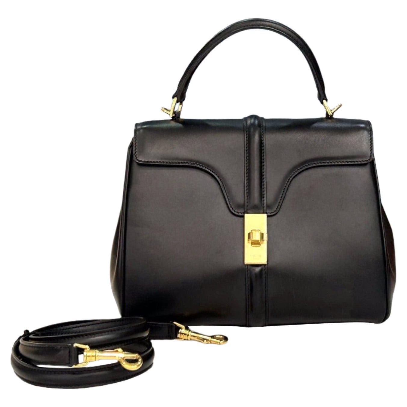 Celine 16 Bag Small Black Smooth Calfskin Leather