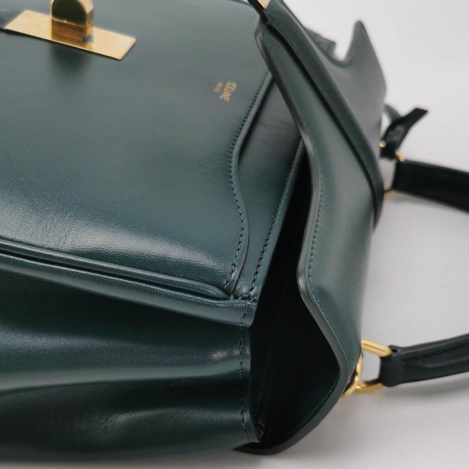 Celine 16 Bag Small Dark Green Smooth Calfskin Leather 5