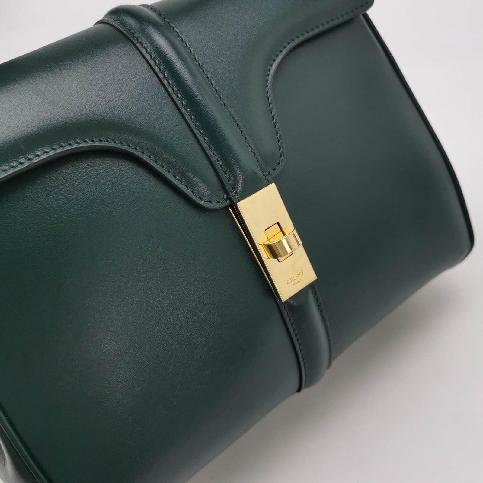 Celine 16 Bag Small Dark Green Smooth Calfskin Leather 2