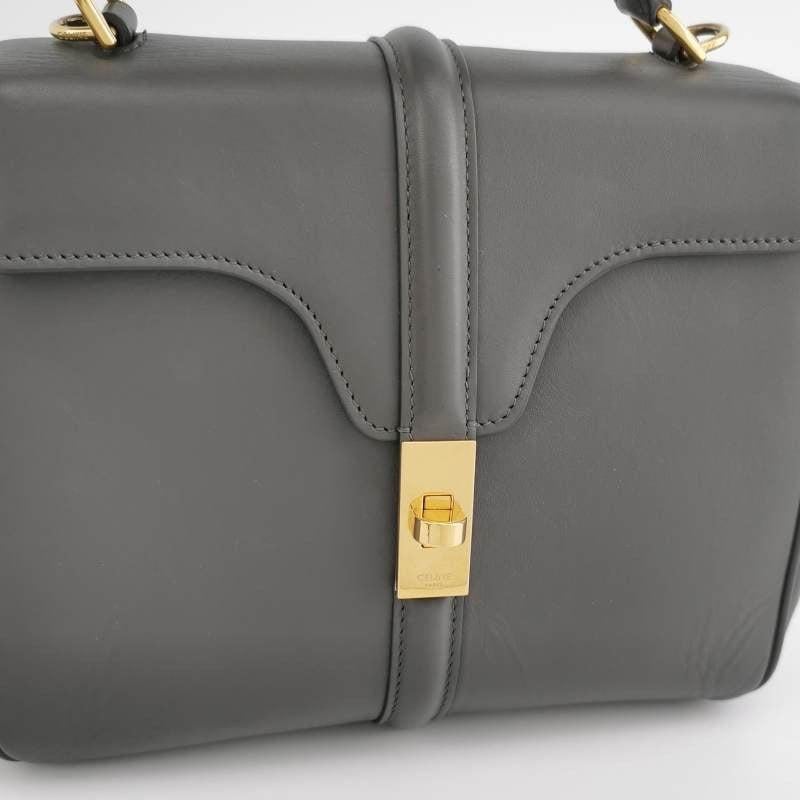 Celine 16 Bag Small Grey Smooth Calfskin Leather 6