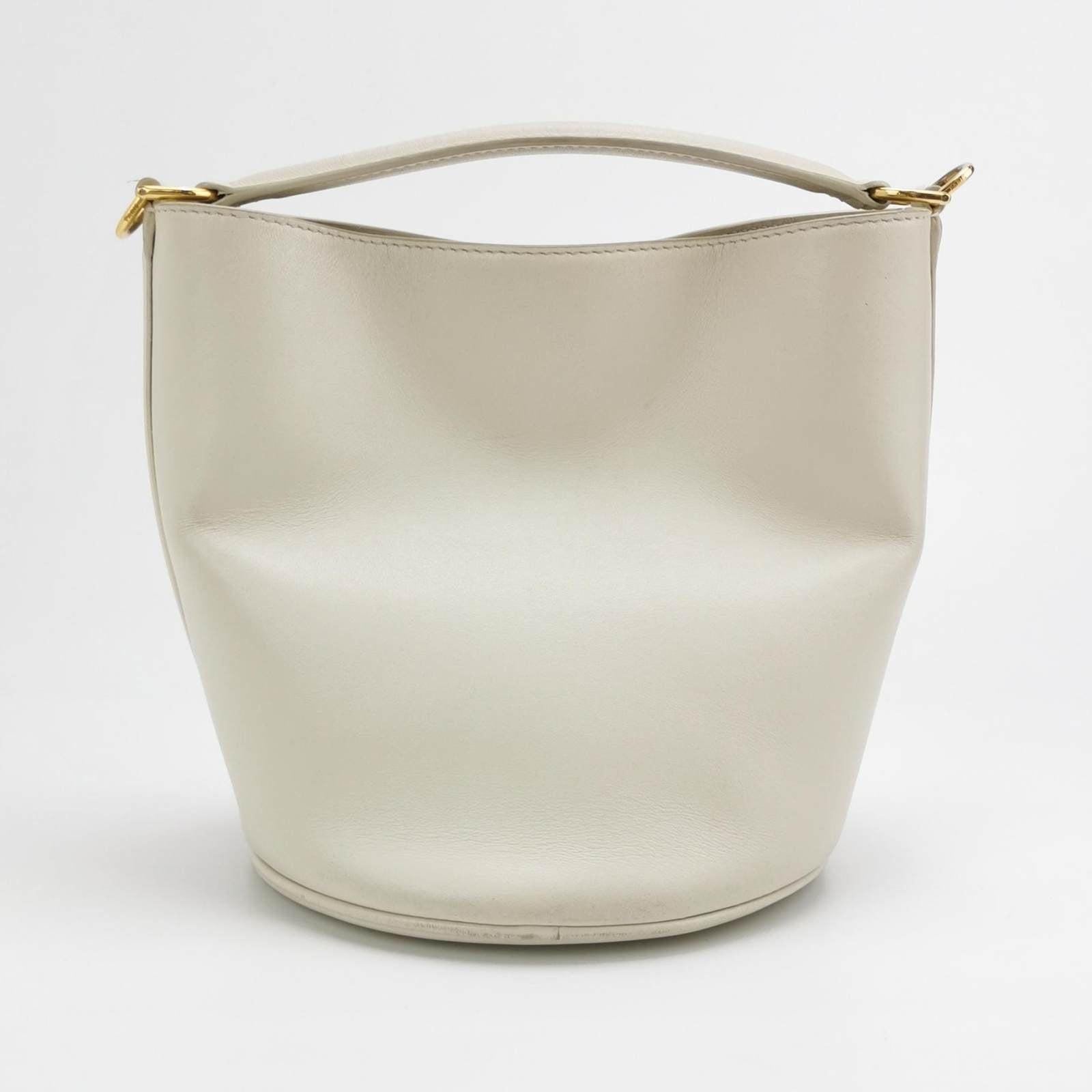 Women's Celine 16 Bucket Bag White Calfskin Leather Crossbody Bag