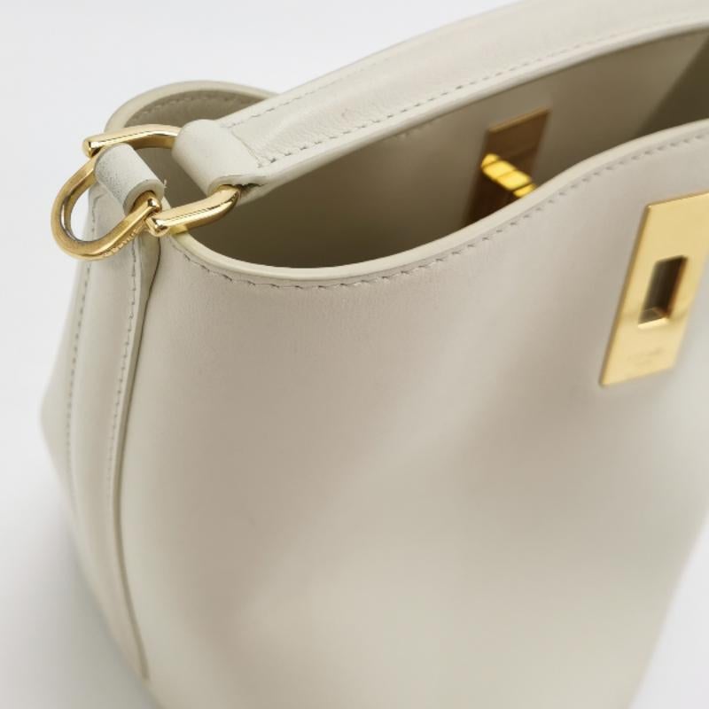 Celine 16 Bucket Bag White Calfskin Leather Crossbody Bag 4