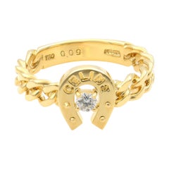 Celine 18 Karat Yellow Gold Diamond Ring 0.09 Carat