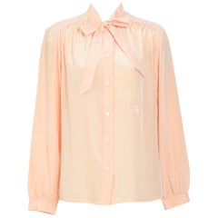 Celine 1970s silk nude color blouse