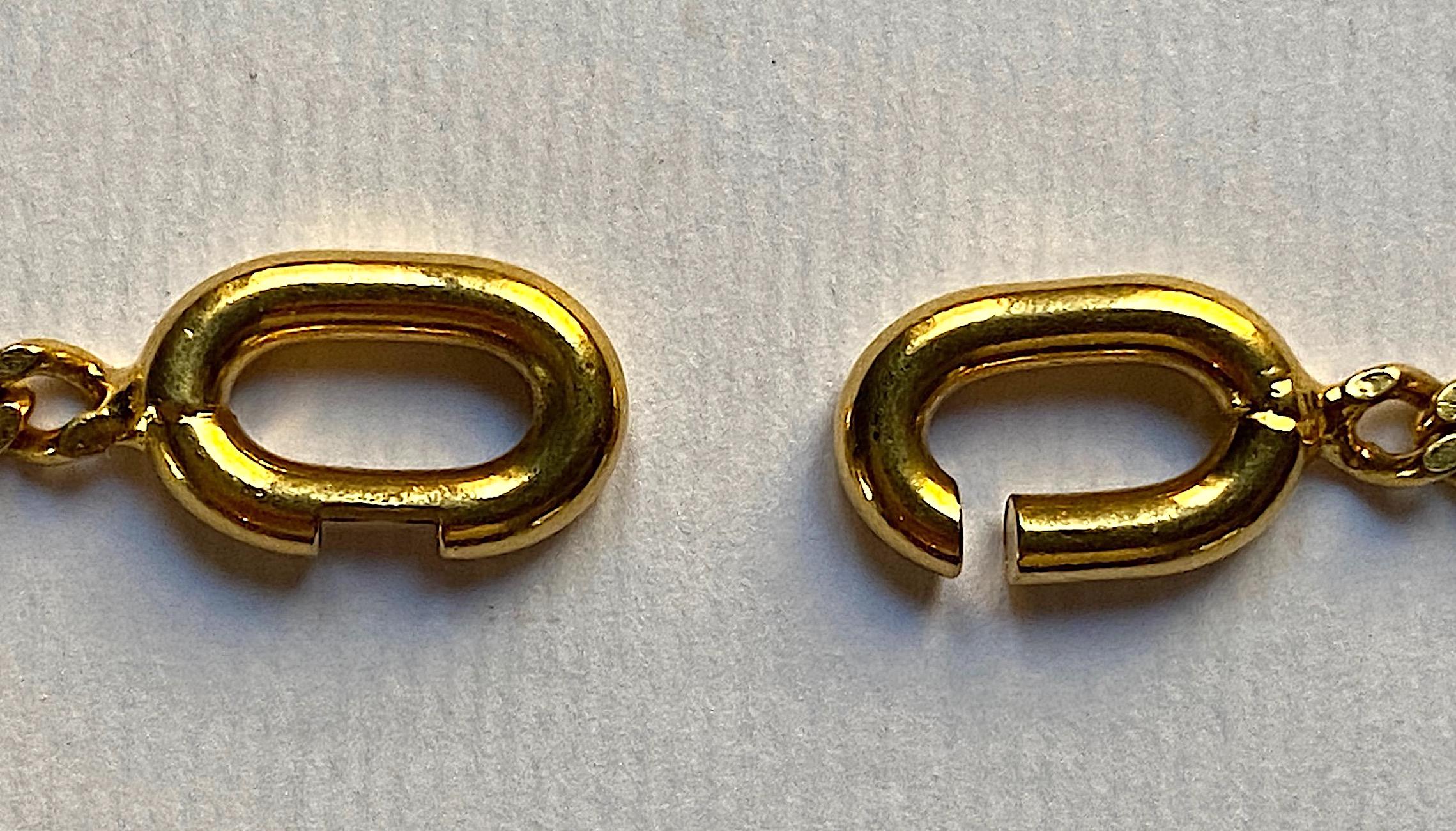Celine 1980s / 1990s Long Gold Logo Necklace 1