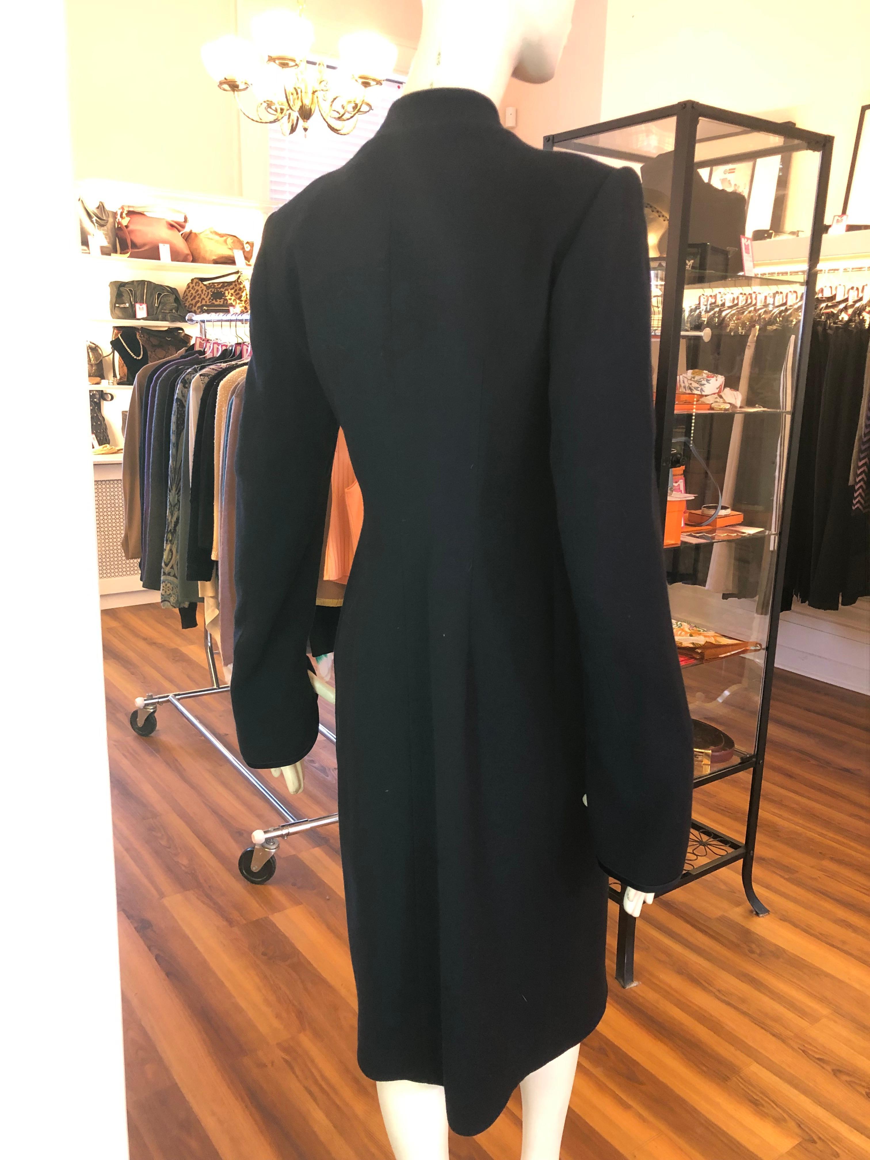 Celine 1980s Black Wool Coat 42 Fr In Excellent Condition In Port Hope, ON