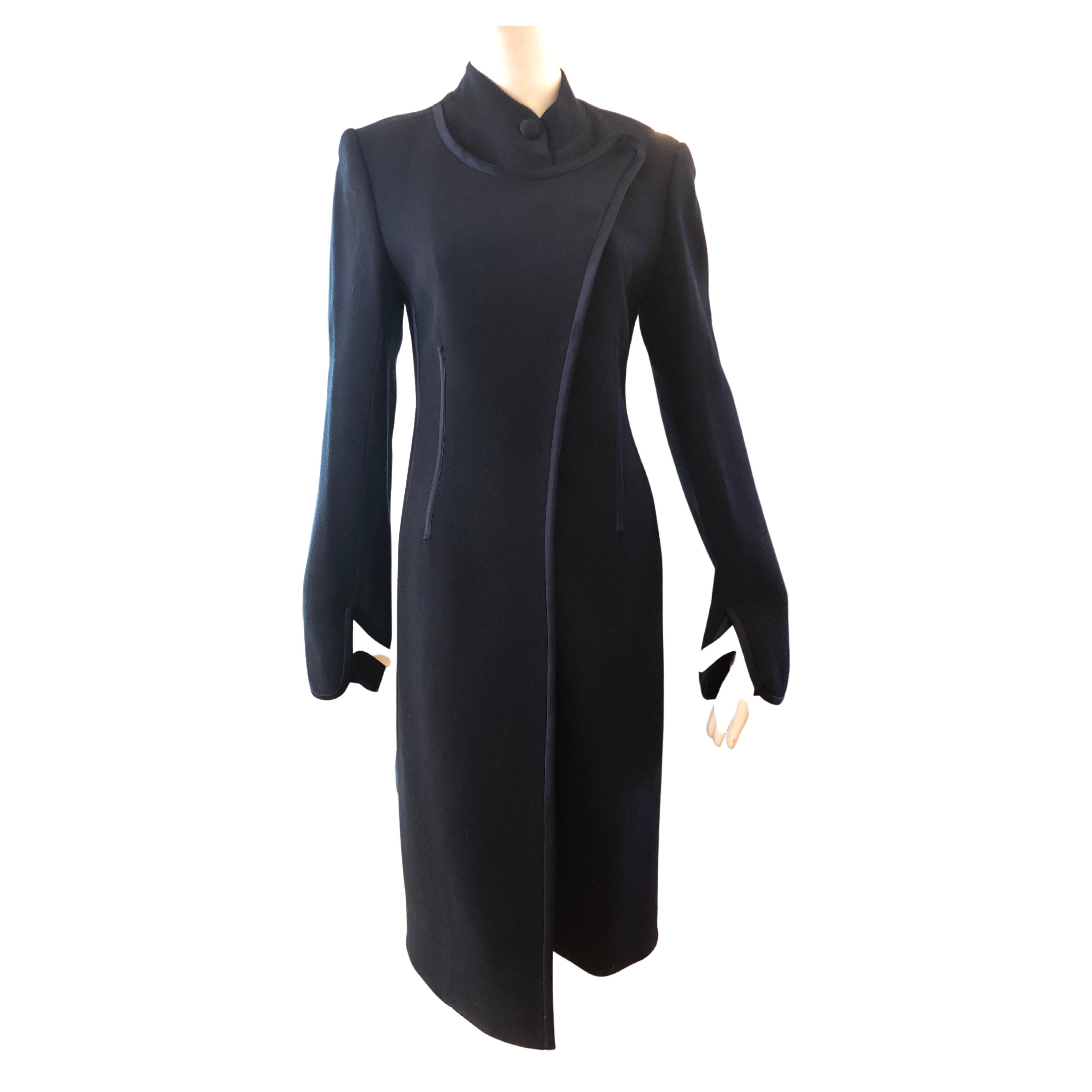 Celine 1980s Black Wool Coat 42 Fr