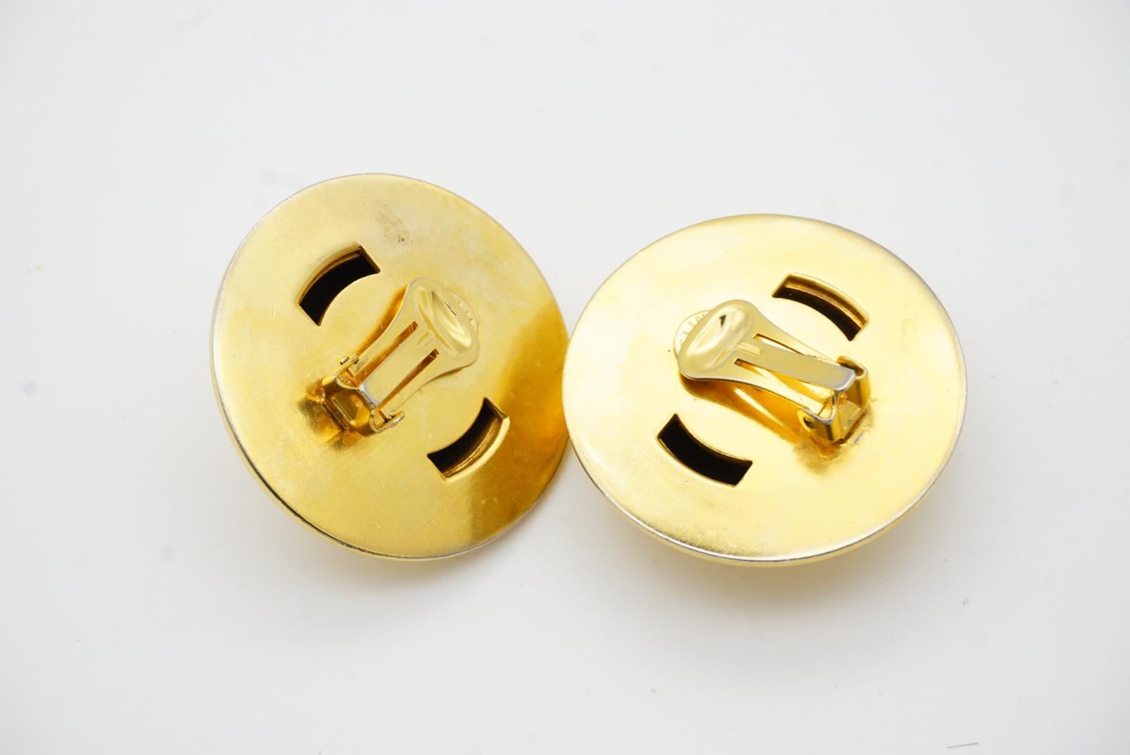 Celine 1989 Vintage Extra Large Iconic Logo Globe Celestial Stars Clip Earrings For Sale 7