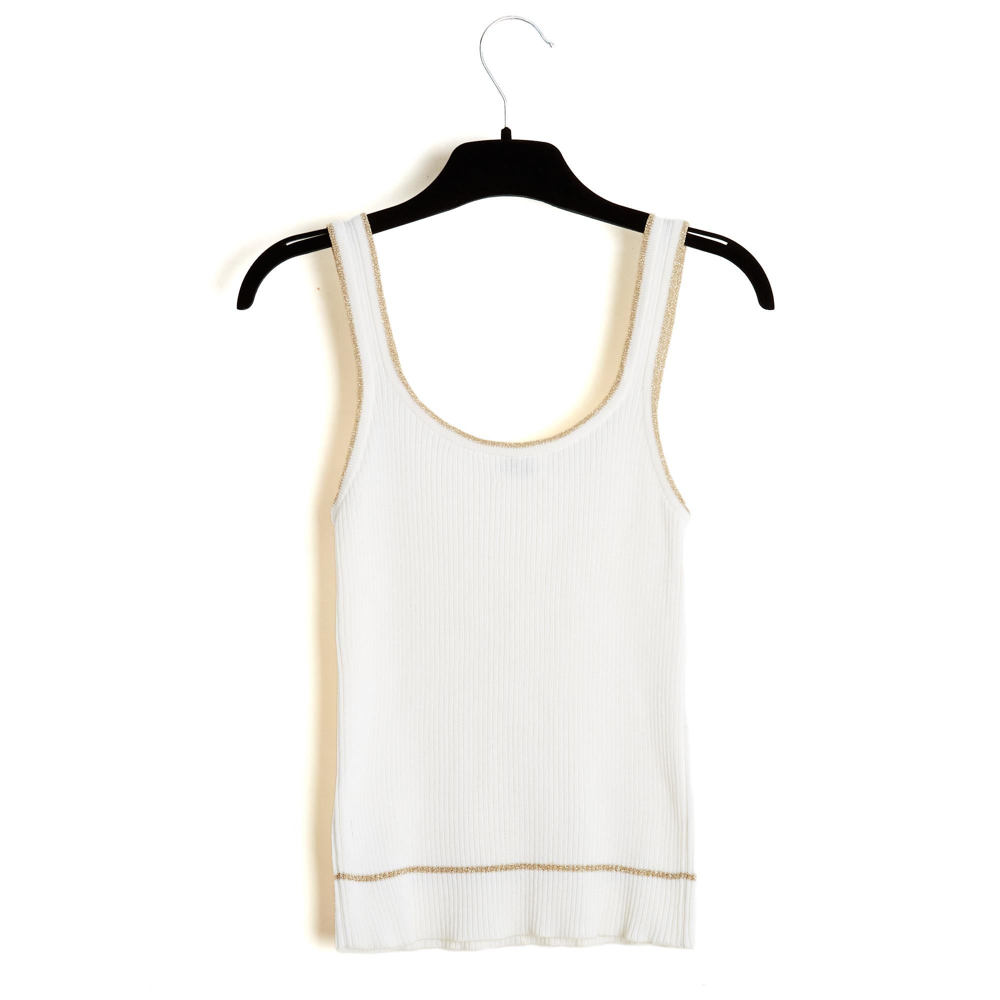 Femenino o masculino Céline 1990 Top Débardeur FR38 Crudo Oro Algodón Jersey Tank UK10 US6 Celine en venta