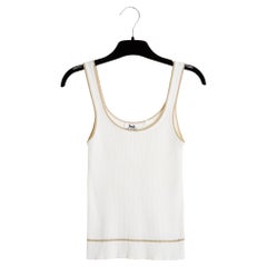 Céline 1990 Top Débardeur FR38 Ecru Gold Baumwolle Jersey Tank UK10 US6 Celine
