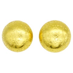 Celine 1990 Vintage Large Gold Round Stars Celestial Pentagram Domed Earrings