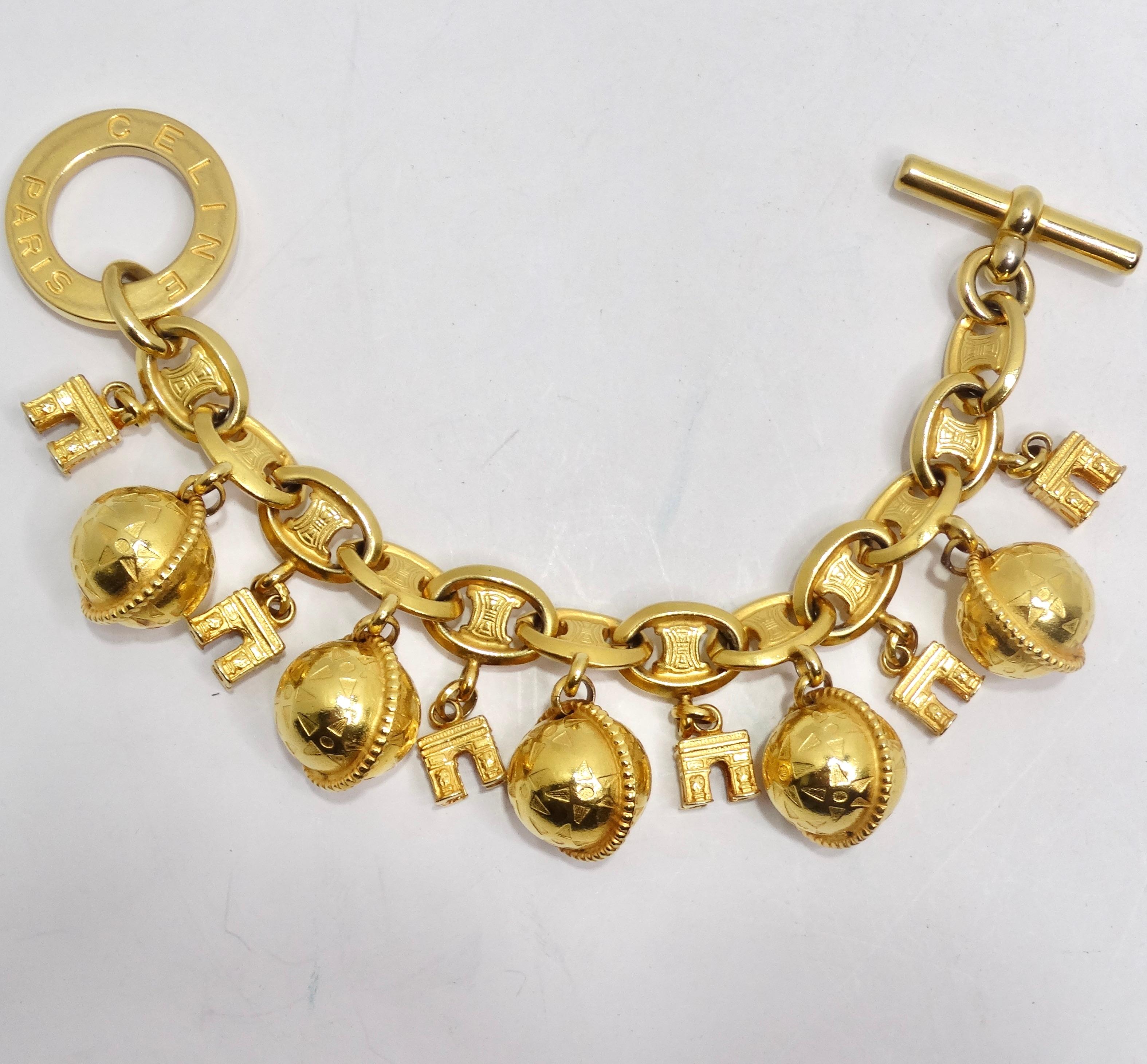 Celine 1990s Planet Pulsera con Encanto Arco del Triunfo en Excelente estado para la venta en Scottsdale, AZ