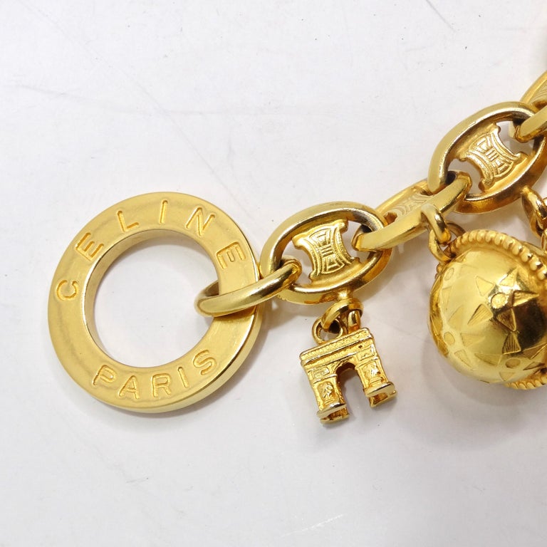 Celine 1990s Planet Arc De Triomphe Charm Bracelet For Sale