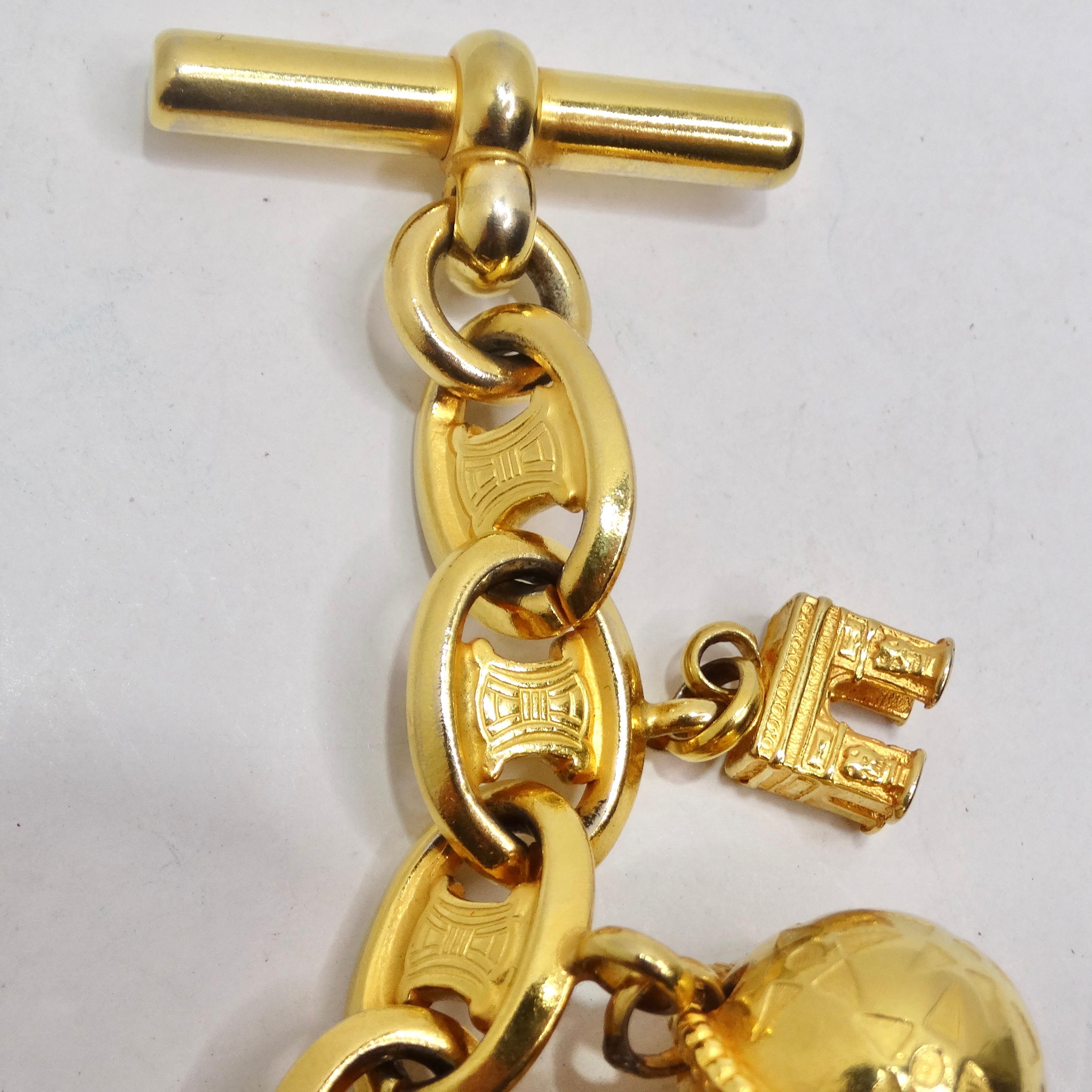 Celine 1990s Planet Pulsera con Encanto Arco del Triunfo en venta 1