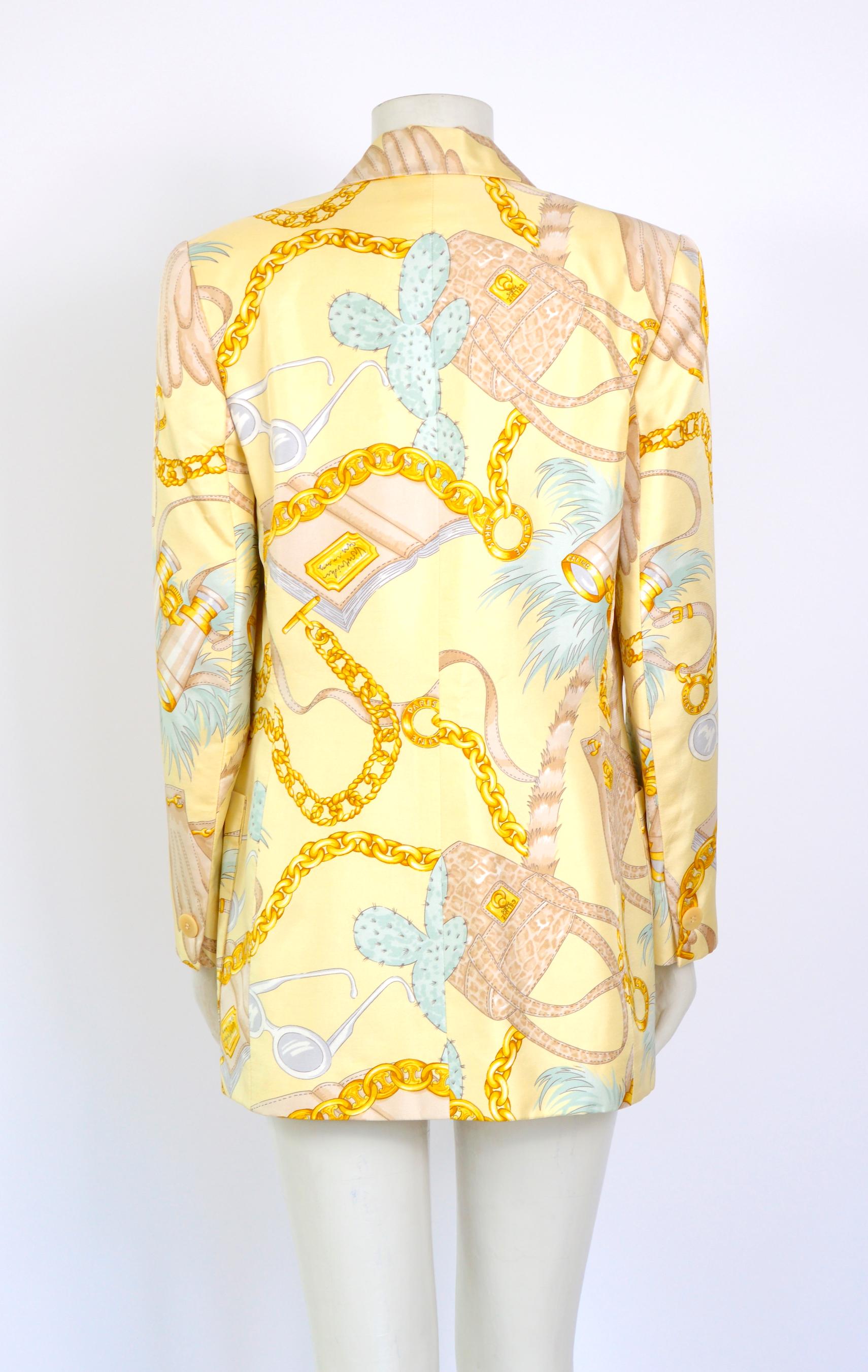 Celine 1990s vintage signed spectacular print silk jacket. In Excellent Condition In Antwerp, BE