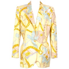 Celine 1990s vintage signed spectacular print silk jacket.