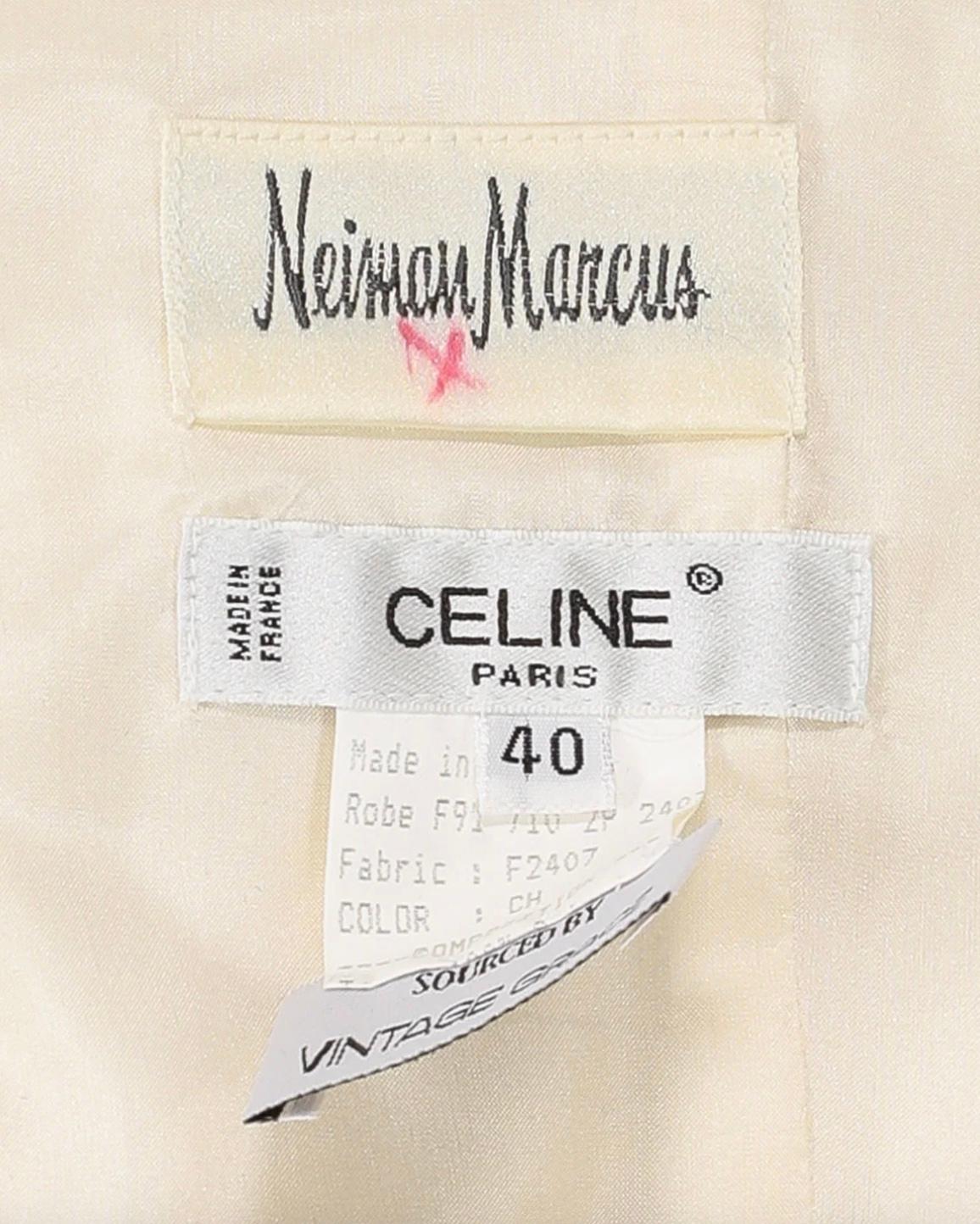 Women's Celine 2010's White Strapless Dress with Ribbon Detail