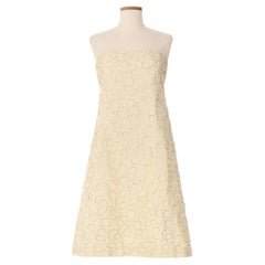 Celine 2010's Weißes trägerloses Kleid mit Schleifenverzierung
