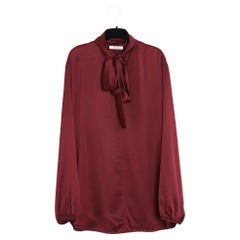 Céline 2012 Top FR38 Phoebe Philo Camicetta in raso di seta bordeaux UK10 US8 Celine