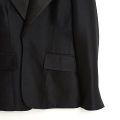 Céline 2016 Veste Smoking FR42 Chaqueta negra sin botones UK14 US12 Celine
