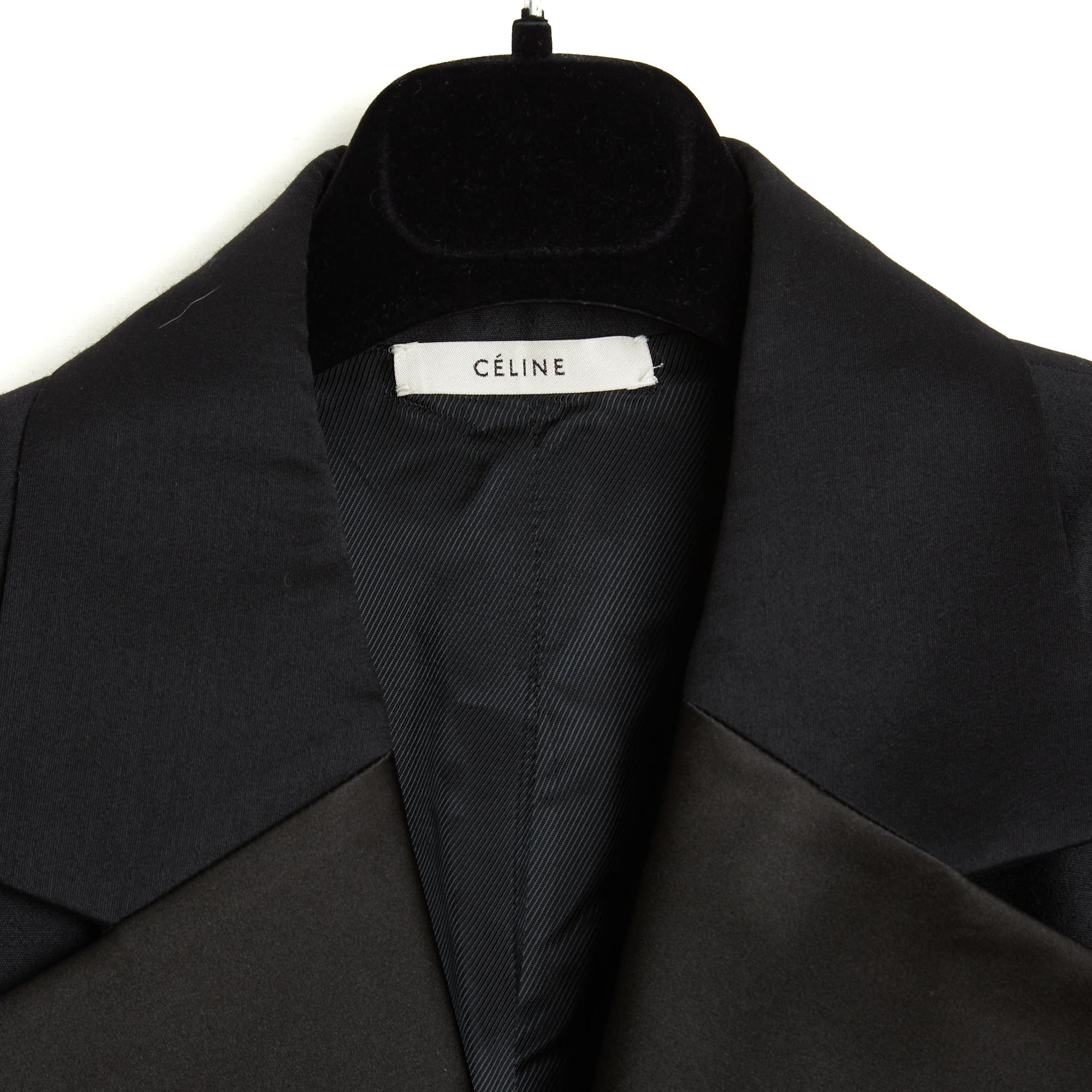 Women's Céline 2016 Veste Smoking FR42 Black Buttonless Bulky Jacket UK14 US12 Celine For Sale