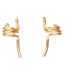 CELINE 2017 Phoebe Philo Barbele tone spiral spring geometric pin earrings Pair