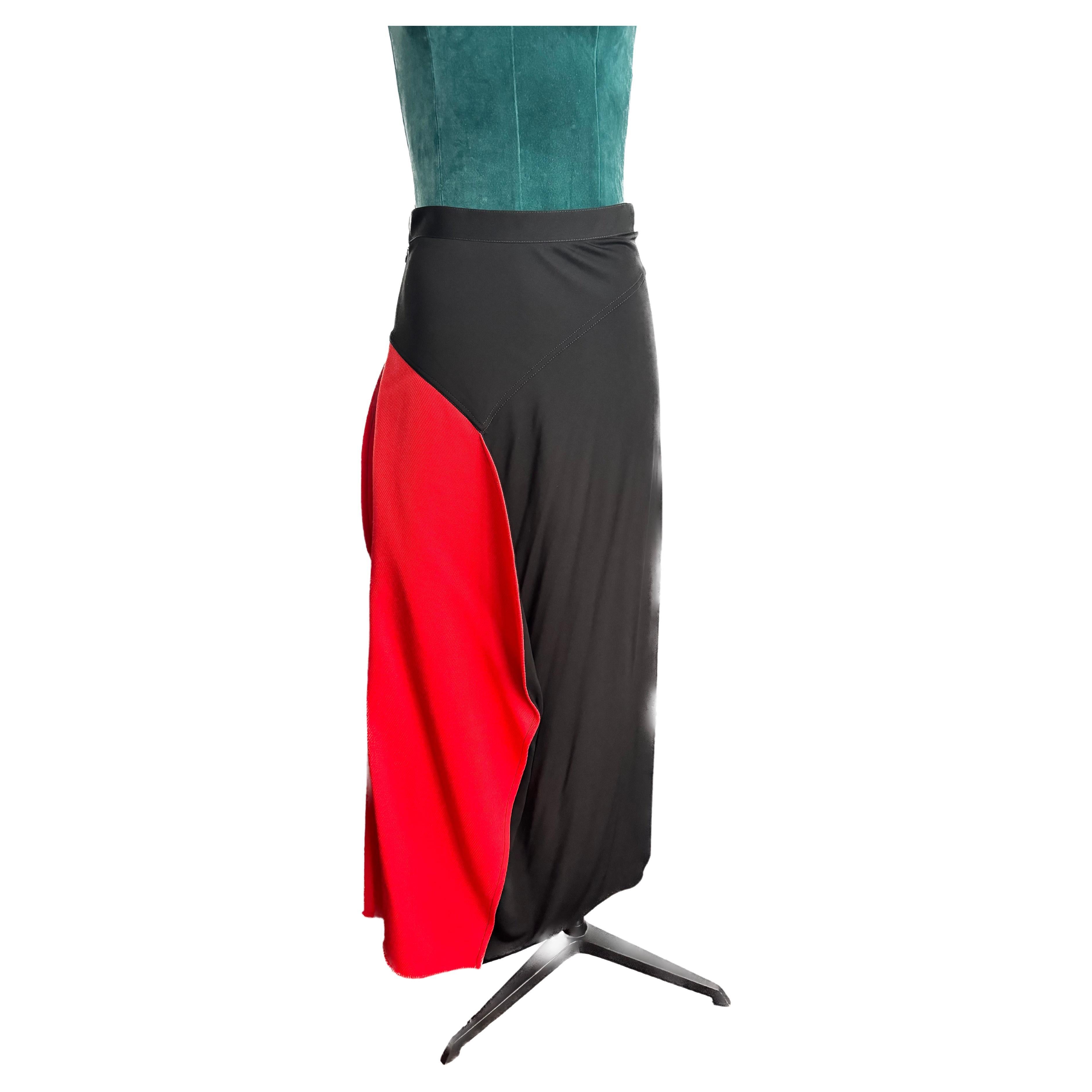 Celine 2017 Runway Black / Red Maxi Skirt  For Sale