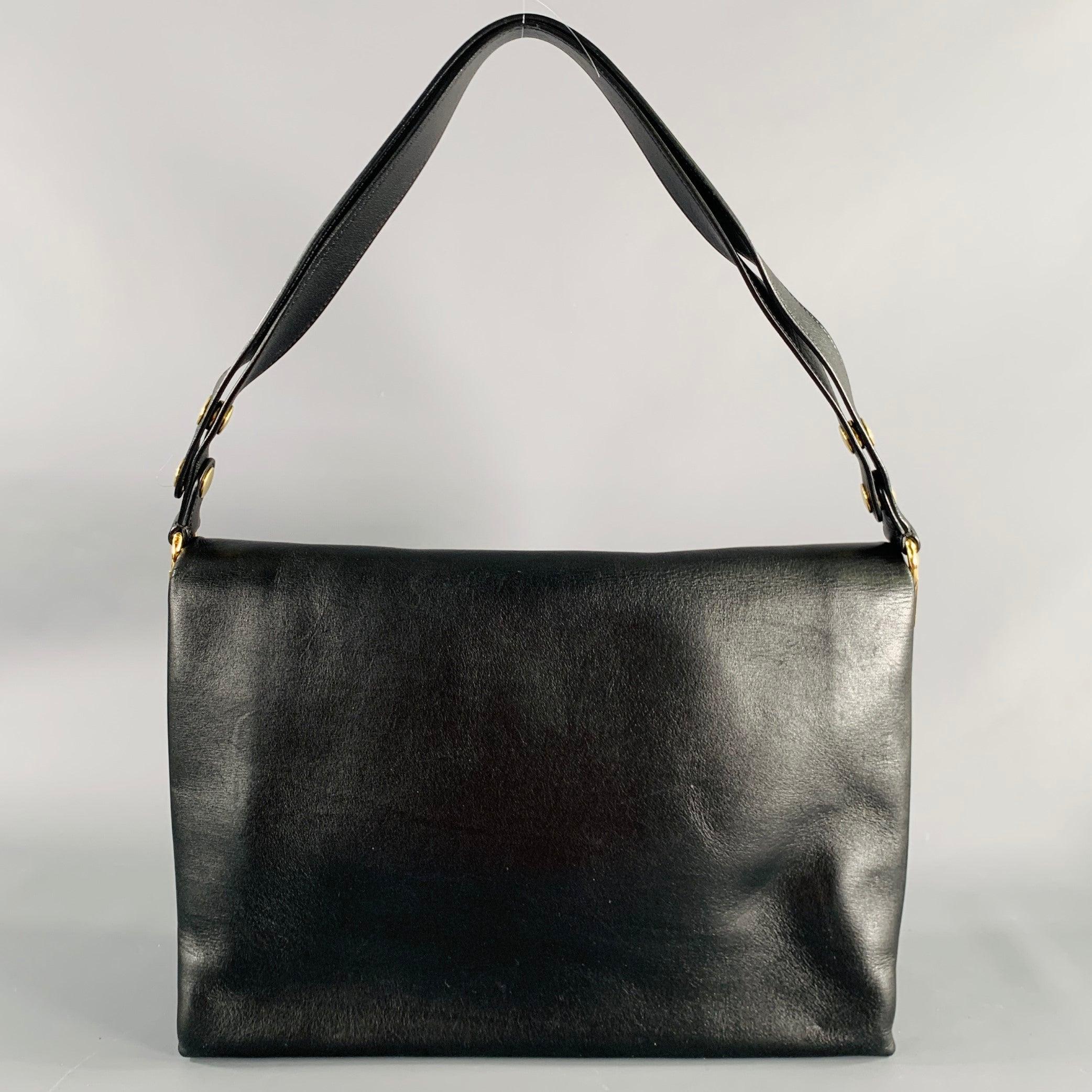 Men's CELINE 2018 Black Gold Leather Doctor Bag Handbag