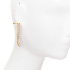 CELINE 2018 Phoebe Philo Edwige brass bar crystal pave fringe drop earrings Pair