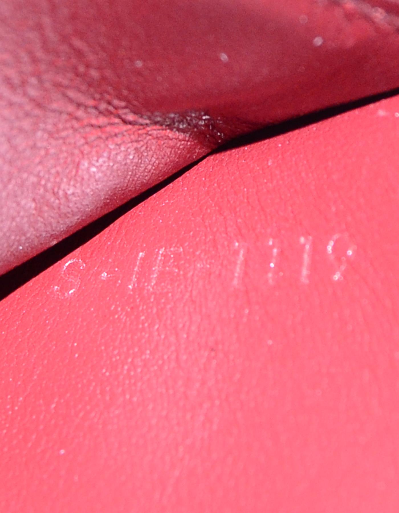 Celine 2019 Burgundy Embossed Croc Trifold Compact Wallet rt. $590 2