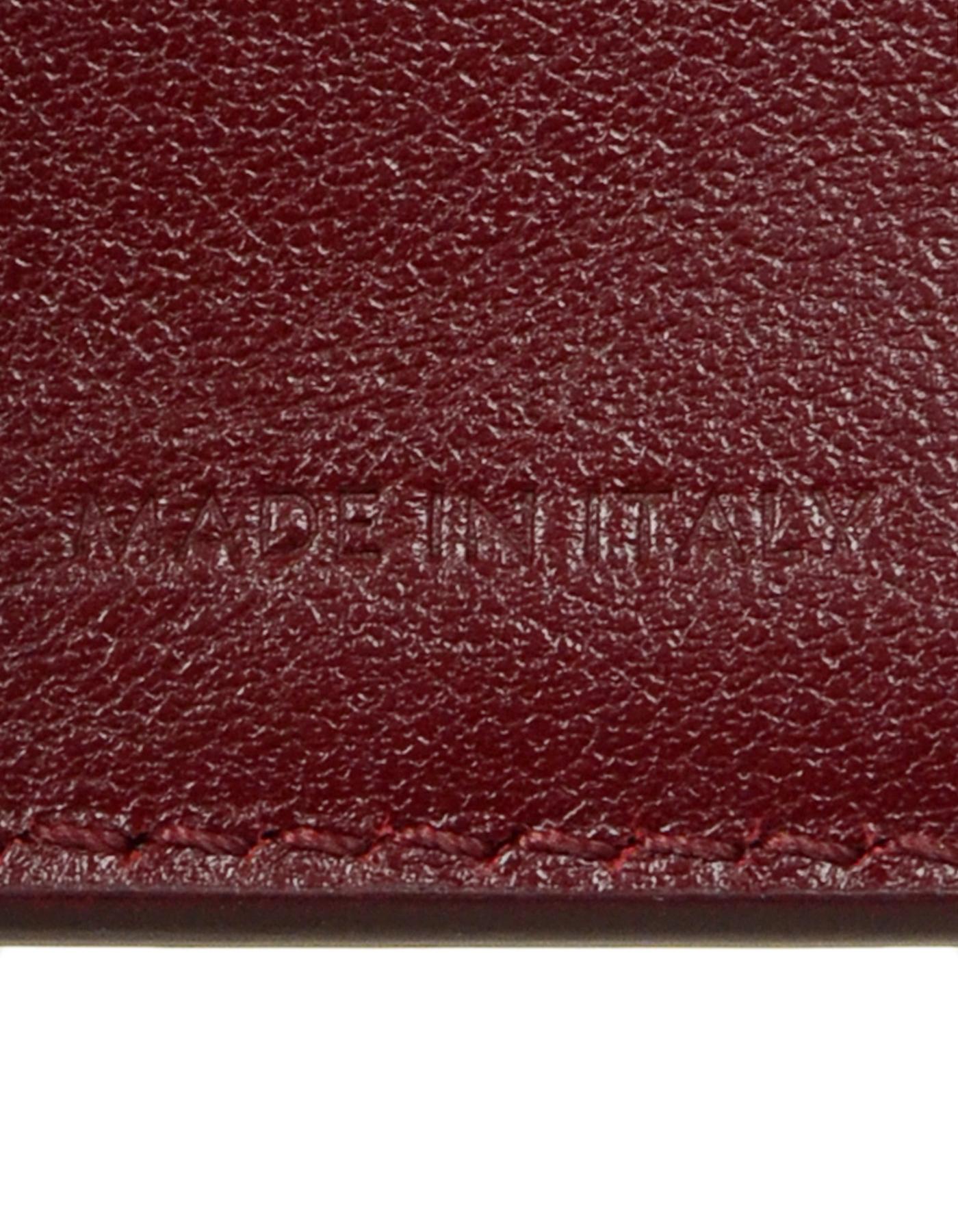 Celine 2019 Burgundy Embossed Croc Trifold Compact Wallet rt. $590 4