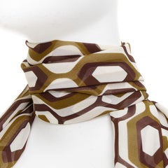 CELINE 2019 Hedi Slimane 100% silk honeycomb geometric hexagon print long scarf