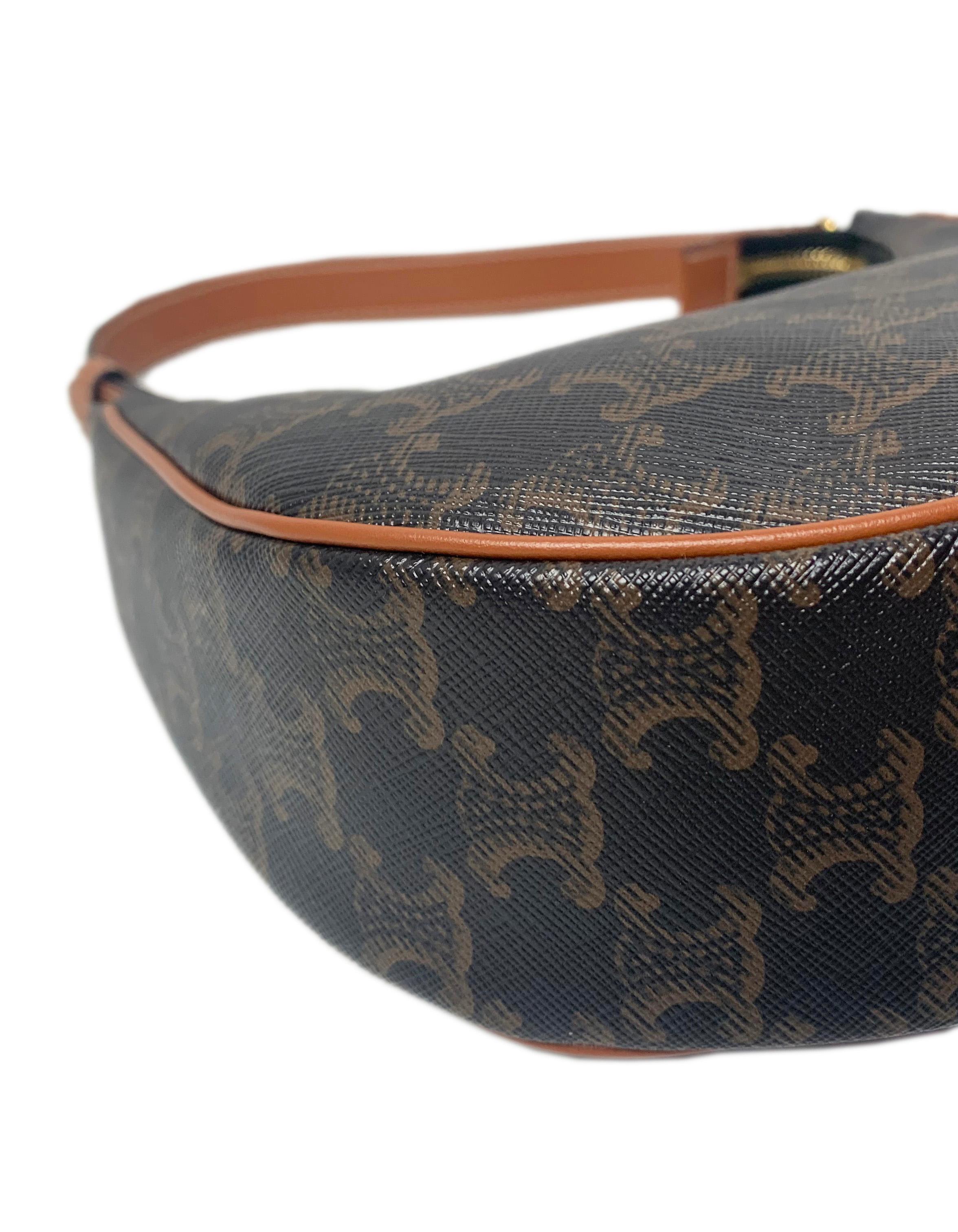 Black Celine 2020 NEW Triomphe Canvas Printed Ava Crescent Shoulder Bag