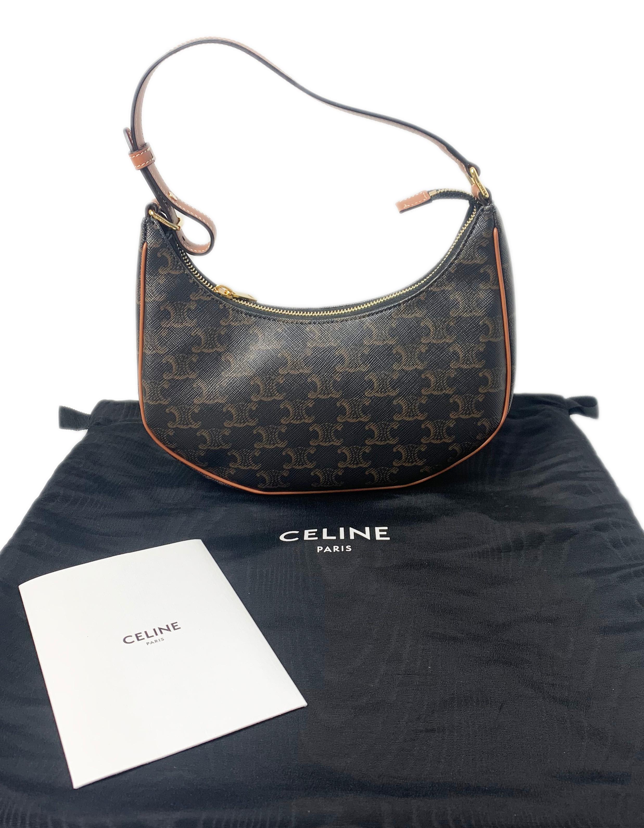 Women's Celine 2020 NEW Triomphe Canvas Printed Ava Crescent Shoulder Bag