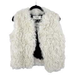 Celine 2020 Shearling Vest Jacket Waistcoat Ivory 34 US 2 XS