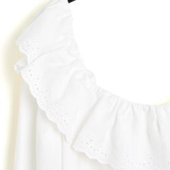 Celine 2020 Top FR40 White Linen ruffled blouse top UK12 US10 Céline