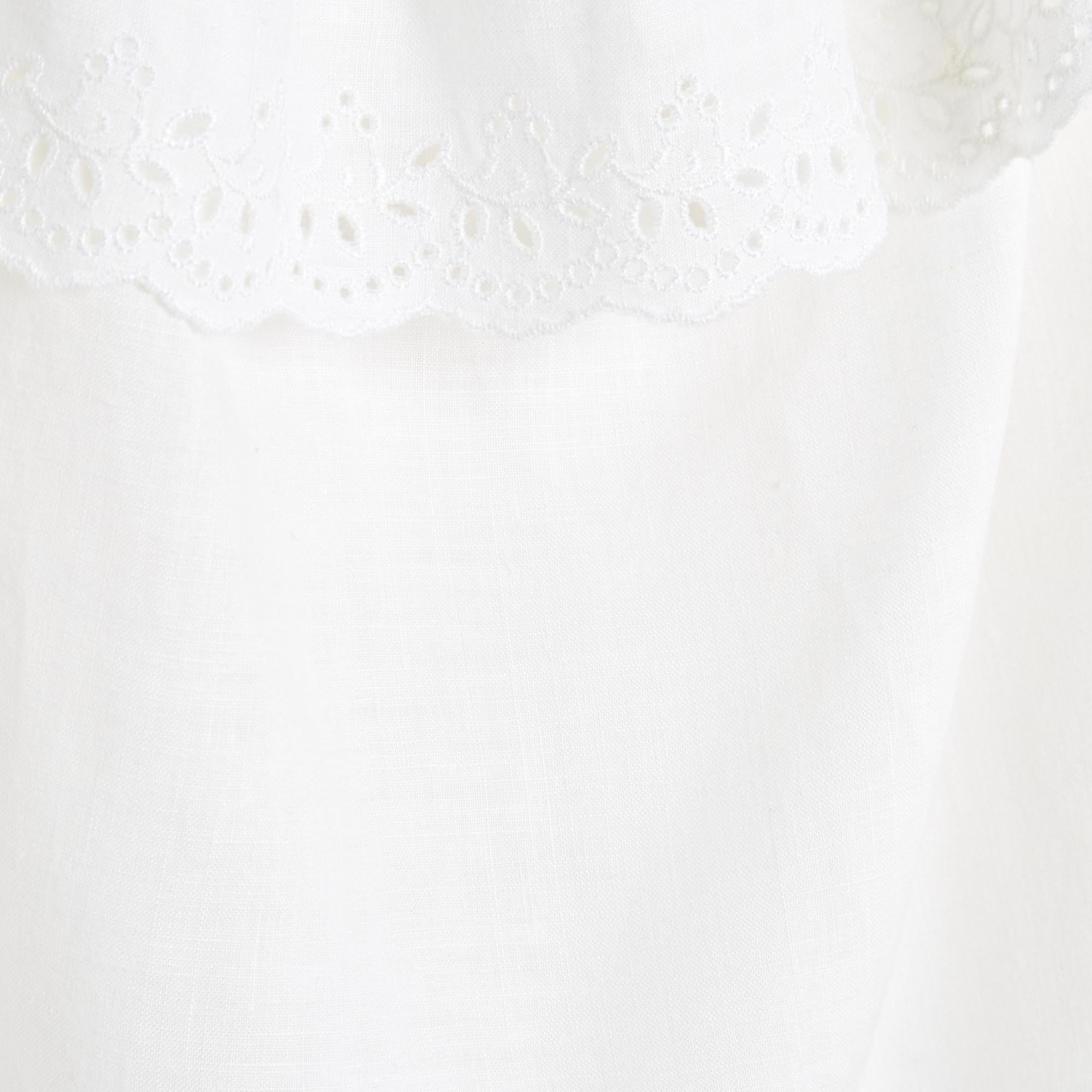 Gray Celine 2020 Top FR40 White Linen ruffled blouse top UK12 US10 Céline For Sale