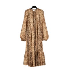 Celine 2020s Robe Leopard FR38 Hedi Slimane Silk Muslin Dress UK10 US8 Céline