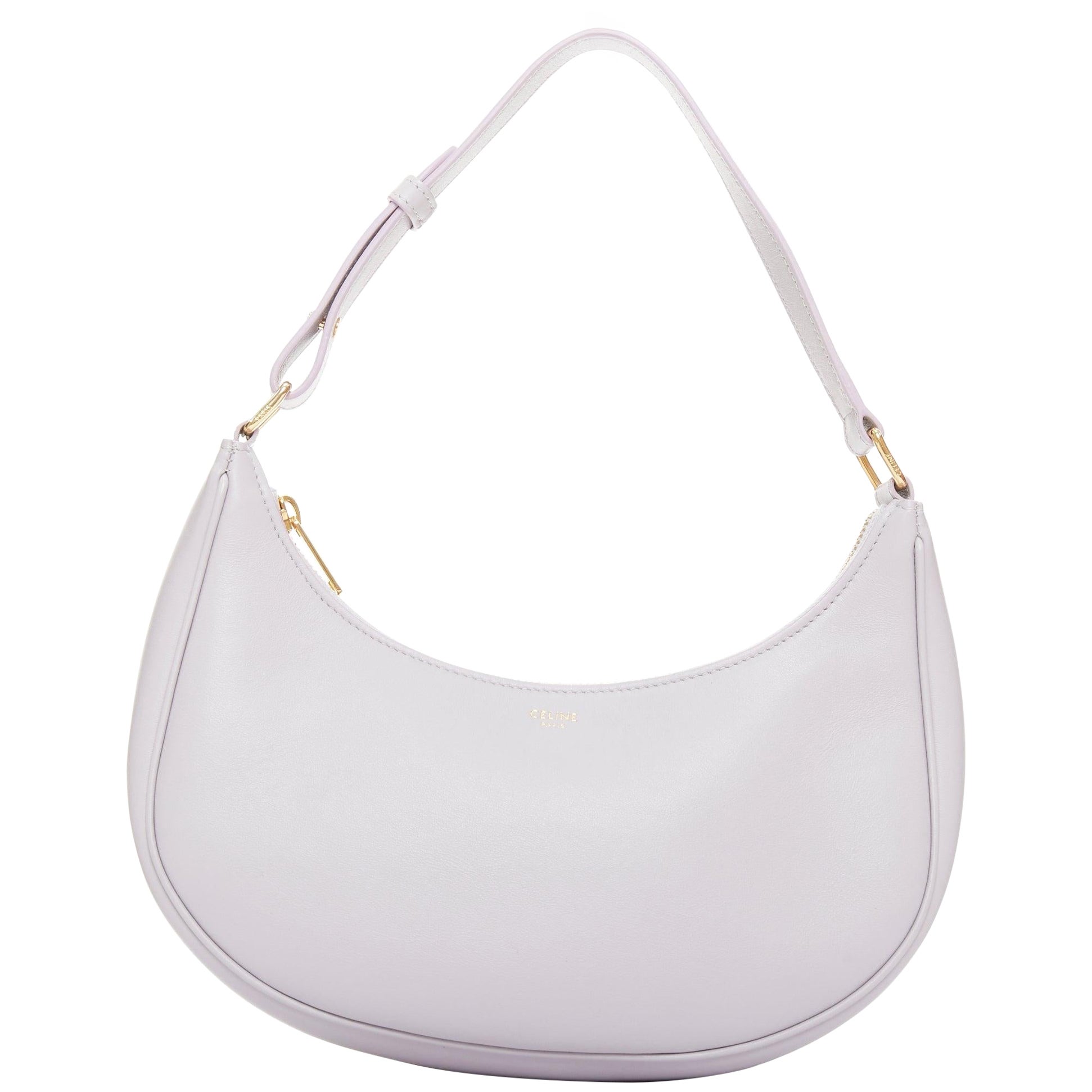 Celine 2021 Ava sac à bandoulière demi-lune en cuir de veau violet lavande en vente
