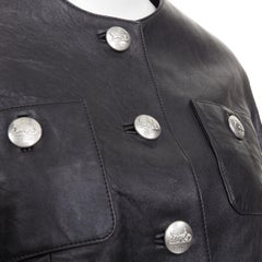 CELINE 2021 Hedi Slimane Chasseur black lambskin button cropped jacket