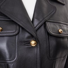 CELINE 2021 lambskin leather gold-tone Triomphe dome button utility dress FR38 M