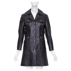 CELINE 2021 lambskin leather gold-tone Triomphe dome button utility dress FR38 M