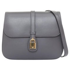 CELINE 2021 Medium Tabou dark grey calfskin leather GHW lock crossbody bag