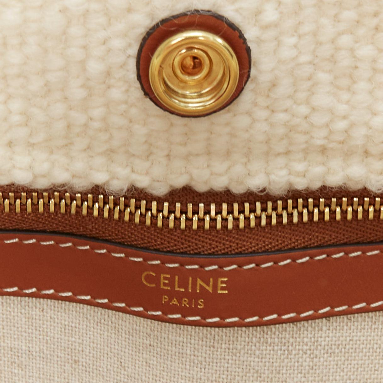 CELINE 2021 Plein Soleil Horizontal Cabas Thais boucle wool logo tote bag 5