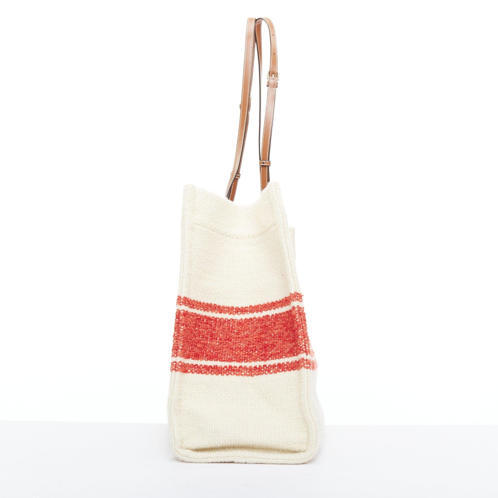 CELINE 2021 Plein Soleil Horizontal Cabas Thais boucle wool logo tote bag In Good Condition In Hong Kong, NT