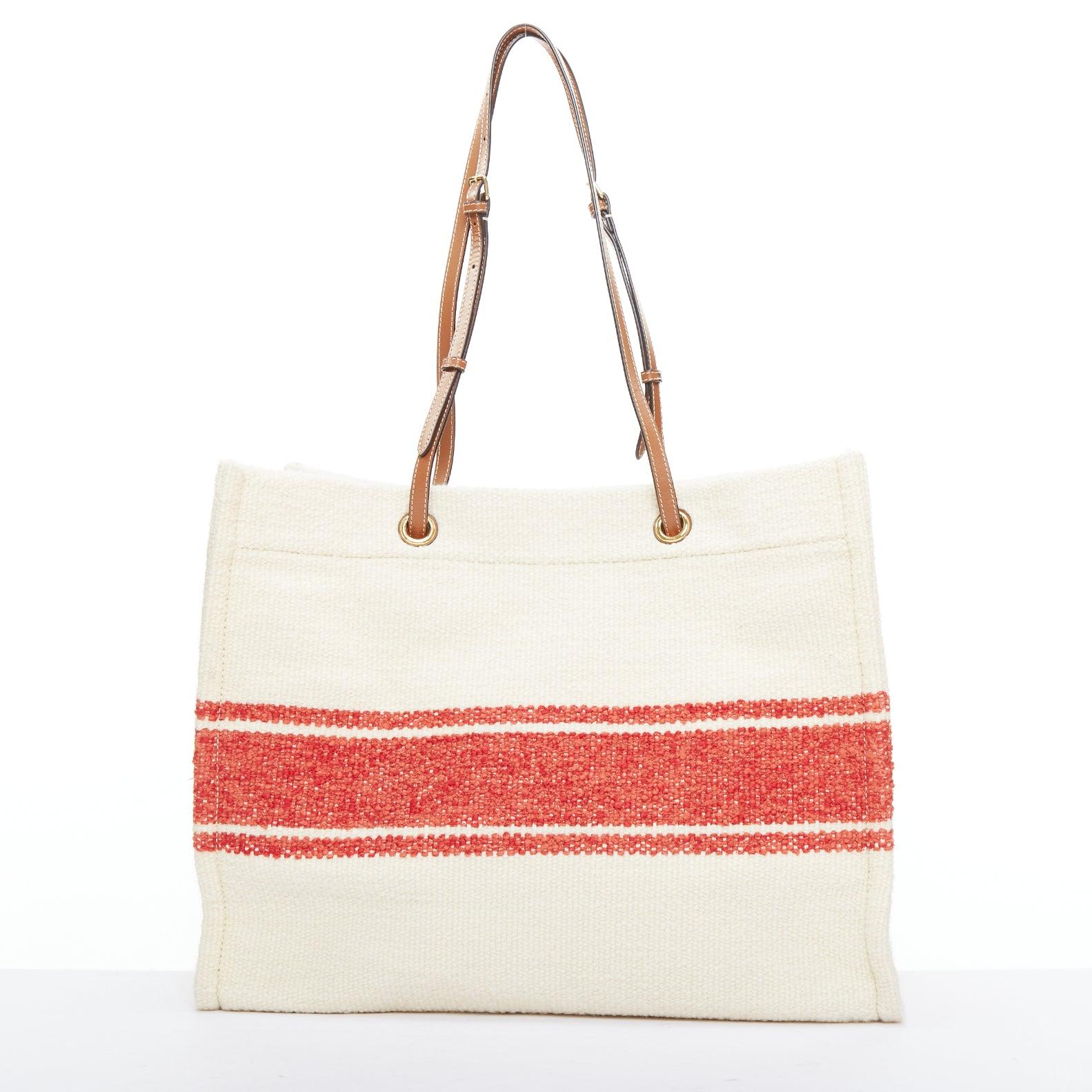 Women's CELINE 2021 Plein Soleil Horizontal Cabas Thais boucle wool logo tote bag
