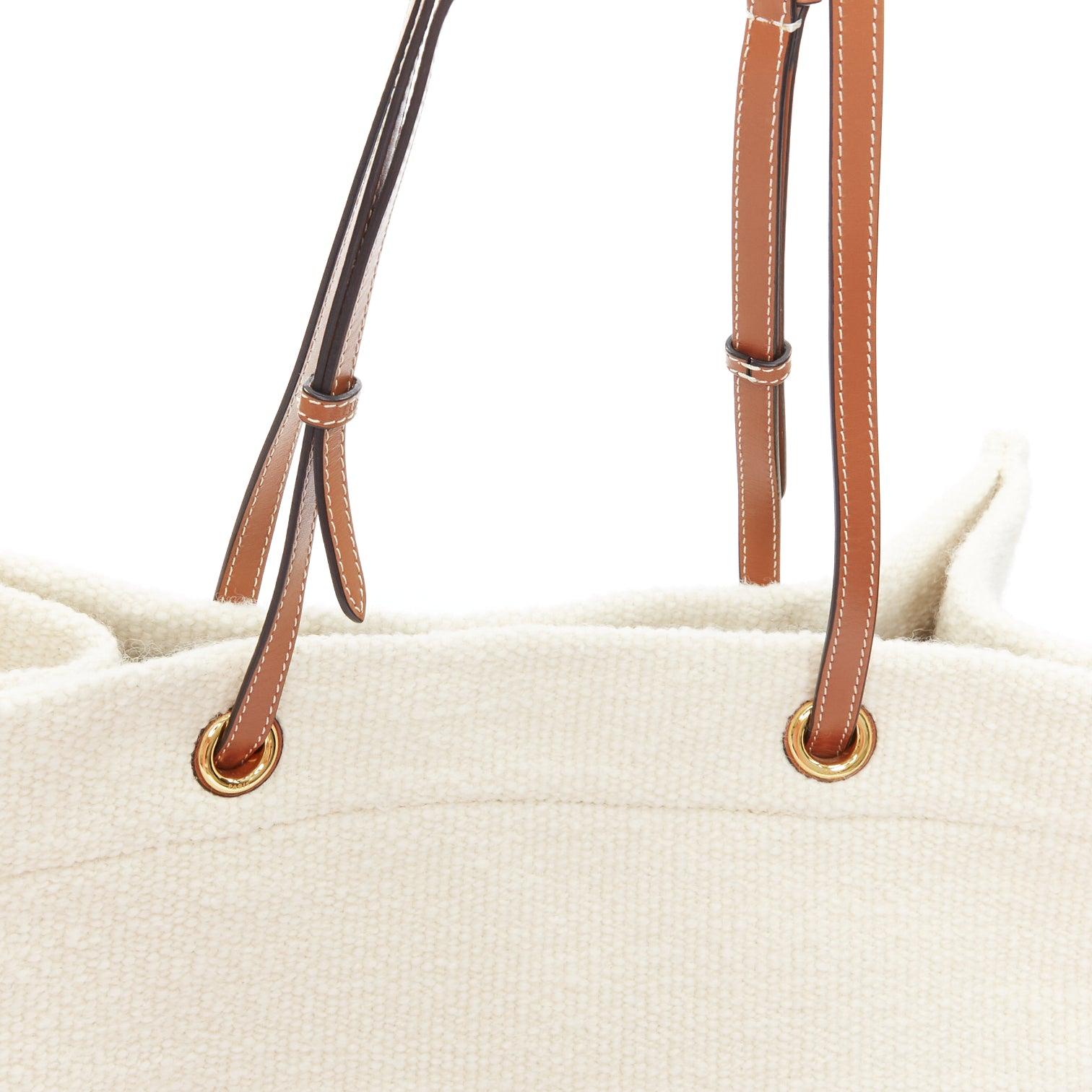CELINE 2021 Plein Soleil Horizontal Cabas Thais boucle wool logo tote bag 3