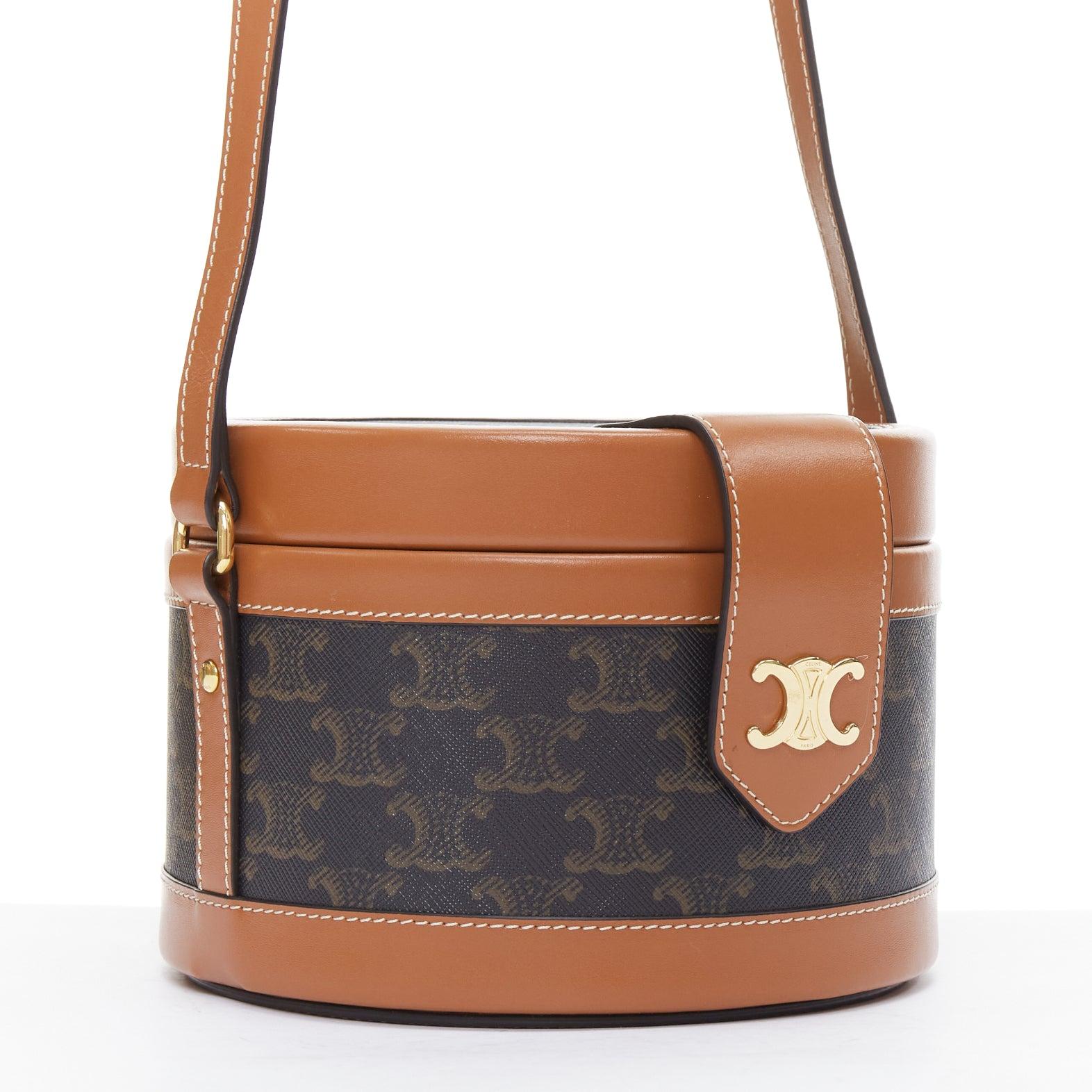 Brown CELINE 2021 Tambour brown Triomphe crossbody circe bag Blackpink Lisa For Sale