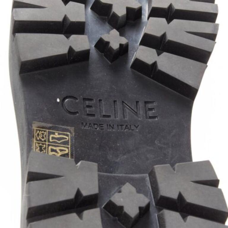 CELINE 2022 Bulky Chelsea black calfskin leather buckles biker boots EU39 6