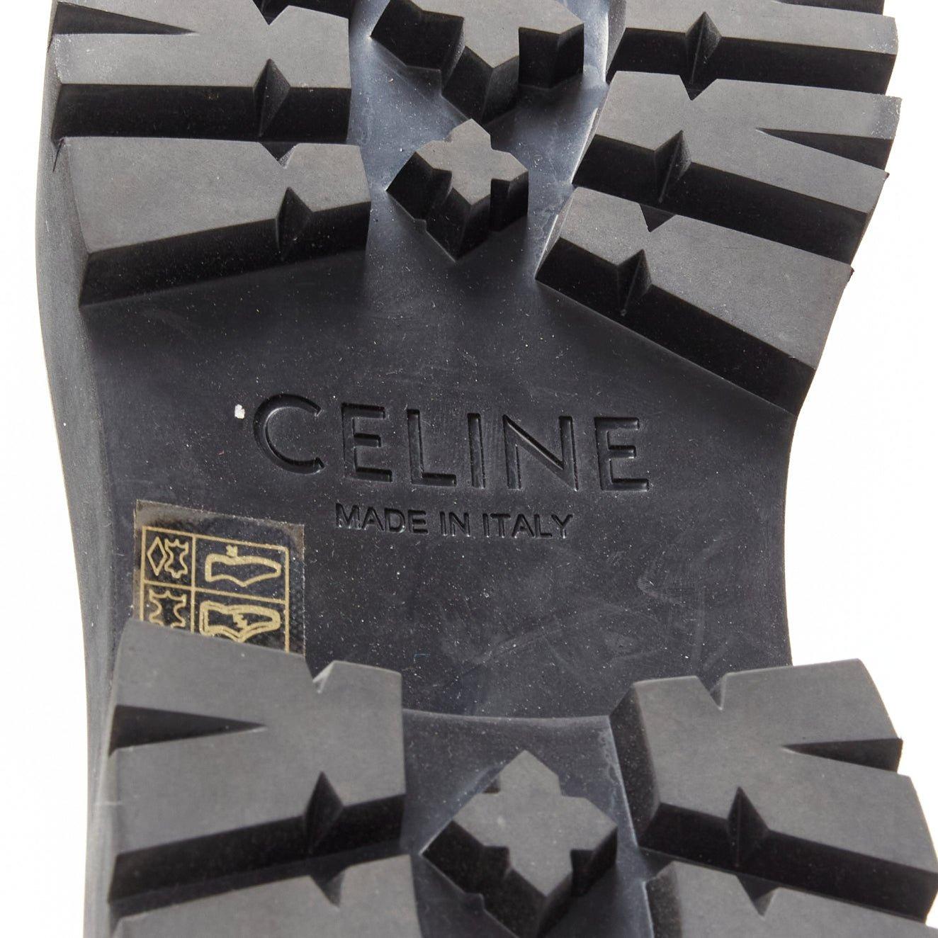 CELINE 2022 Bulky Chelsea black calfskin leather buckles biker boots EU39 For Sale 6